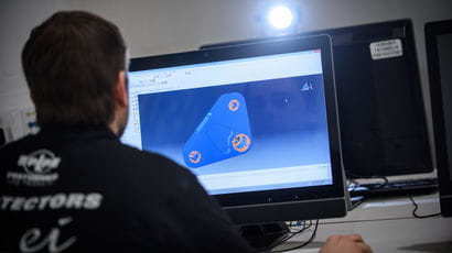 Student using specialist software on a computer.