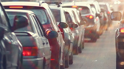 Traffic jams in the city.